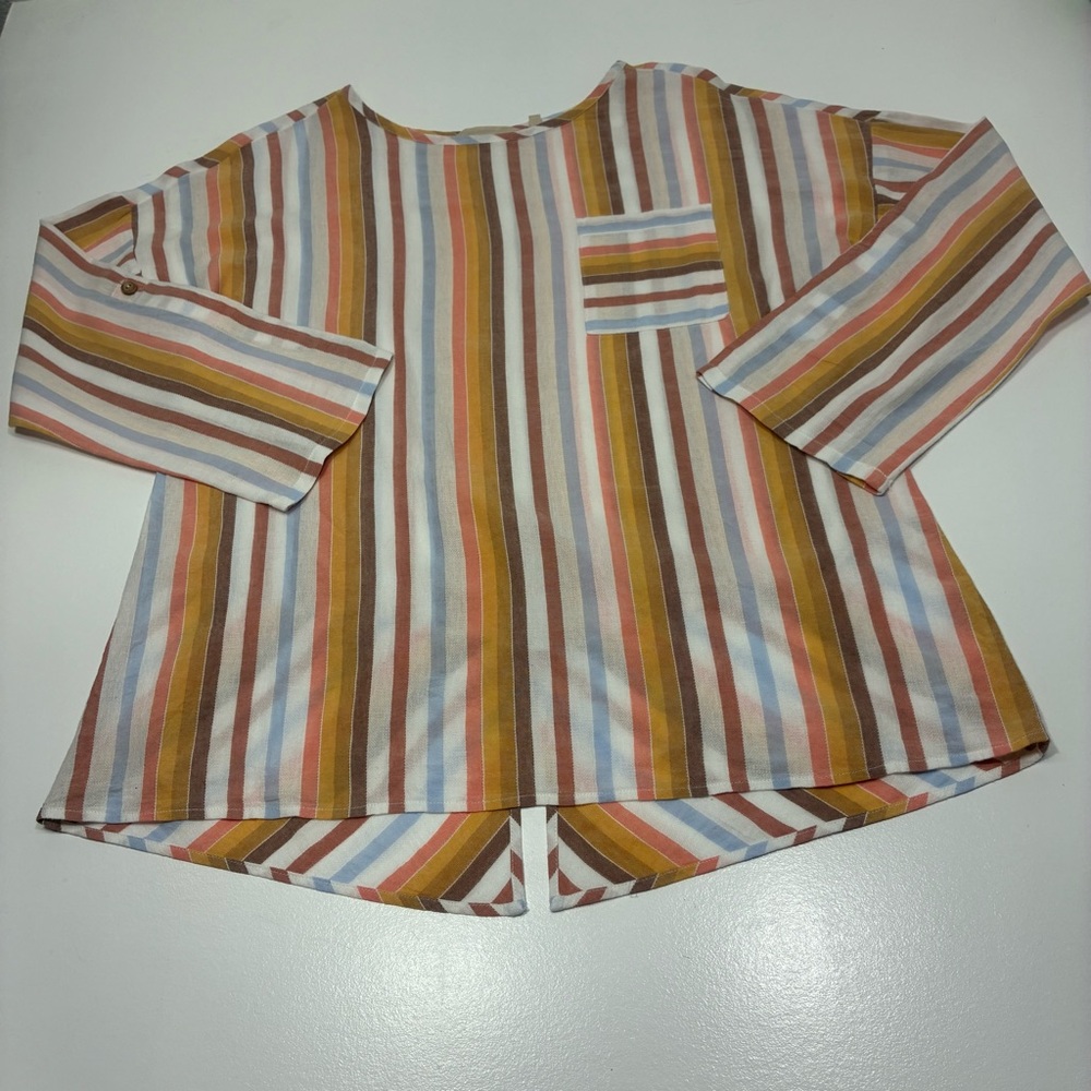 Soft Surroundings Women's Top Size Medium Multicolor Striped Cottagecore Casual - Picture 2 of 14